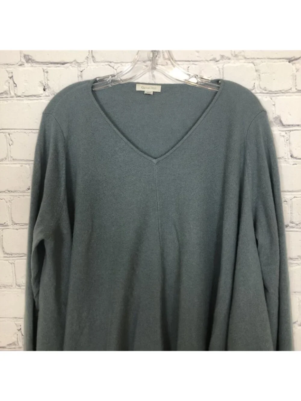 Garnet Hill 100% Cashmere Blue Swing Sweater Size L